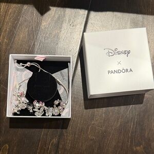 Pandora Disney Silver Charm Bracelet with 10 charms